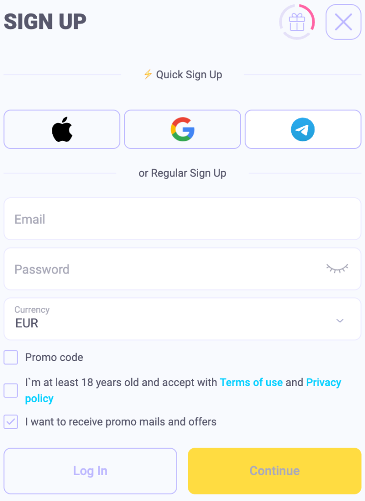 sign up